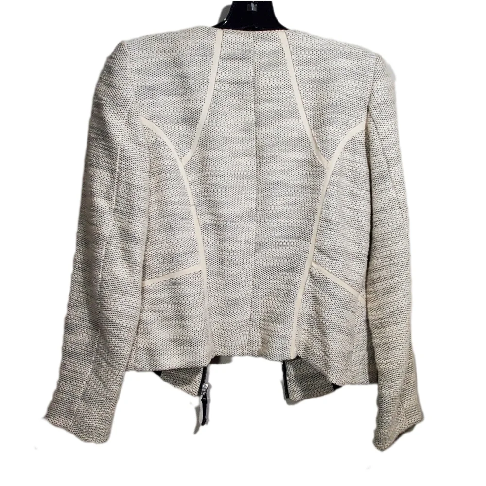 H&M Ivory & Black Tweed Cropped Lined Jacket